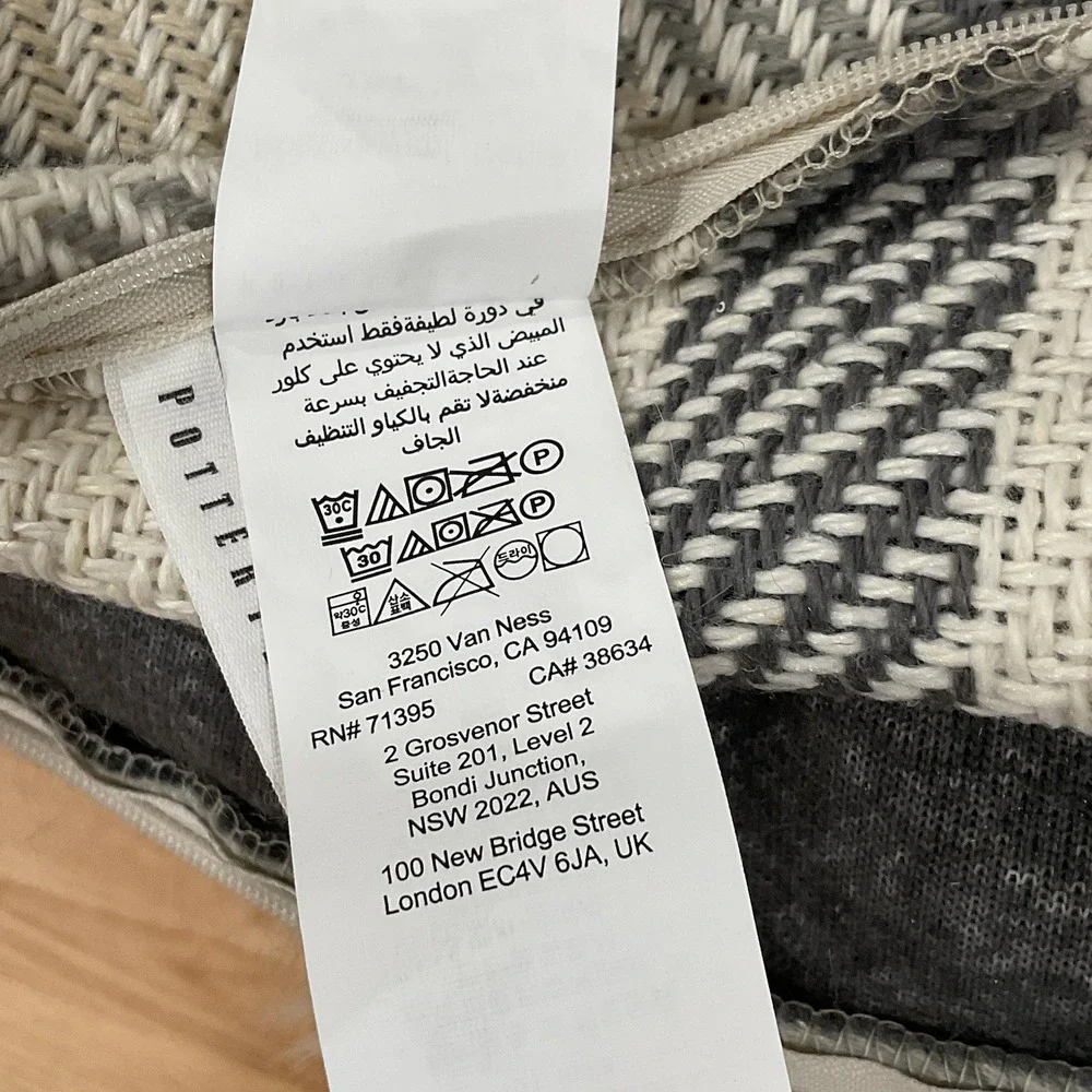 NWT Pottery Barn Throw Pillow Cover Nottingham Plaid Faux Fur Back Lumbar Decor